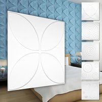 3D Wandpaneele aus pvc Kunststoff - weiße Wandverkleidung mit 3D Optik - Kringel Motive: 1 Platte / Muster, HD091 von HEXIM