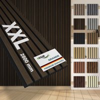 Hexim - Akustikpaneele 280x30cm Wandpaneele Grande Lamellen 0,85m² xxl Holzpaneel Wand 21mm Holz Filz: 2 Paneele - 1.694m², Dark Smoked Oak von HEXIM