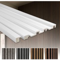 Hexim - Lamellenwand 2 Meter Paneele hdps Akustikpaneele Wandverkleidung Holz Optik: Linker Abschluss (2m), Weiß von HEXIM