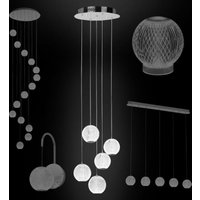 Hexim - Light Pendelleuchte led 4000K Hängeleuchte bis 2m Wandleuchte Deckenleuchte Lampen Diamant: Chrome, Pendelleuchte Rund (5 Flammig) von HEXIM