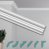 O Deckenleisten modern xps Styropor weiß, 2 Meter Stuckleisten Styroporleisten: ZG28 - 70 x 70 mm, 20 Meter Sparpaket - Hexim von HEXIM
