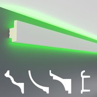 Led Stuckleisten aus pu - lichtundurchlässig, Variantenvielfalt & vorgrundiert - Sparpakete: LED-18 / 65x35mm, Muster von HEXIM