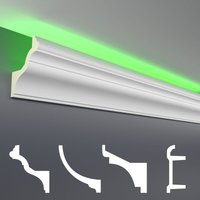 Hexim - led Stuckleisten aus pu - lichtundurchlässig, Variantenvielfalt & vorgrundiert - Sparpakete: LED-6 / 130x100mm, Muster von HEXIM