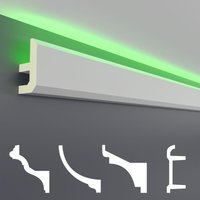 Led Stuckleisten aus pu - lichtundurchlässig, Variantenvielfalt & vorgrundiert - Sparpakete: 30 Meter, LED-13 / 80x40mm von HEXIM