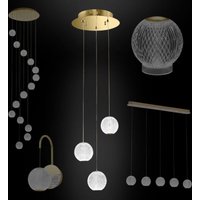 Light Pendelleuchte led 4000K Hängeleuchte bis 2m Wandleuchte Deckenleuchte Lampen Diamant: Gold, Pendelleuchte Rund (3 Flammig) - Hexim von HEXIM