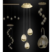 Light Pendelleuchte led 4000K Hängeleuchte bis 2m Wandleuchte Deckenleuchte Lampen Egg: Pendelleuchte Rund (3 Flammig), Gold - Hexim von HEXIM