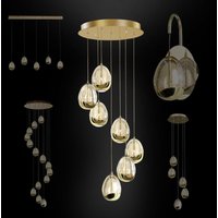 Light Pendelleuchte led 4000K Hängeleuchte bis 2m Wandleuchte Deckenleuchte Lampen Egg: Pendelleuchte Rund (7 Flammig), Gold - Hexim von HEXIM