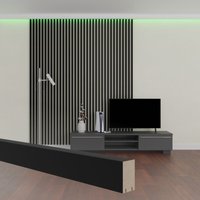 Hexim - mdf Lamellen Black Edition 2,7 Meter - Holz Lamellenwand Raumteiler Wandverkleidung: Riviera (25x40 mm), Sticker / Muster von HEXIM