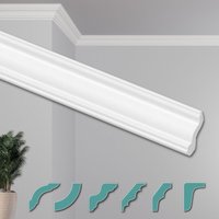 O Deckenleisten modern xps Styropor weiß, 2 Meter Stuckleisten Styroporleisten: ZG14 - 40 x 45 mm, 50 Meter Sparpaket - Hexim von HEXIM