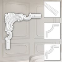 Hexim - Stuckverzierung aus hdps/pu weiß - Stuckrahmen Wanddeko Bilderrahmen - hcr Wandleisten: HCR516-3, 2 Ecksegmente von HEXIM