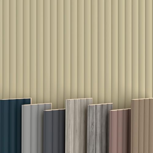 WAVE Lamellen 2,75m HEXIM - MDF Holz Lamellenwand Wandpaneele Lamellenverkleidung Wandverkleidung Lamellenpaneele Holzpaneele Natur (12 Paneele & Zubehör, Wave De Luxe Palomino) von HEXIM