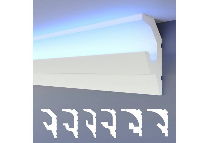 HEXIMO Eckprofil HLED 19 (LED Stuckleisten 2in1, indirekt beleuchtete Deckenleisten XPS Styropor Stuck Dekorative Lichtdeckenleisten (10,2 Meter HLED 19) von HEXIMO