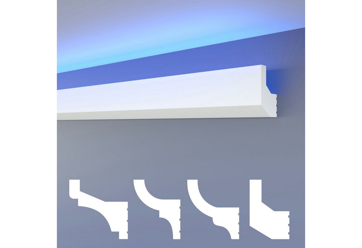HEXIMO Eckprofil HLED 4 (LED Stuckleisten klassisch, XPS Styropor indirekte Beleuchtung Wand & Decke Leisten Licht Leisten Beleuchtung Styropor Deckenleisten (30,6 Meter HLED 4) von HEXIMO