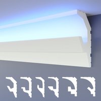 Heximo - led Stuckleisten 2in1, indirekte Beleuchtung Deckenleisten xps Styropor: 10.2 Meter / 6 Leisten, HLED-19 - 53x100 mm von HEXIMO