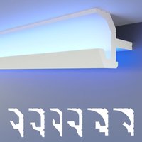 Led Stuckleisten 2in1, indirekte Beleuchtung Deckenleisten xps Styropor: 20.4 Meter / 12 Leisten, HLED-21 - 86x123 mm - Heximo von HEXIMO