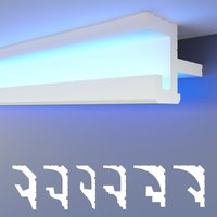 Heximo - led Stuckleisten 2in1, indirekte Beleuchtung Deckenleisten xps Styropor: Musterstück 25 cm, HLED-20 - 86x123 mm von HEXIMO