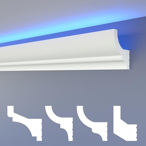 HEXIMO LED Stuckleisten klassisch, XPS Styropor indirekte Beleuchtung Wand- & Deckenleisten Lichtleisten Beleuchtung Styropor Deckenleisten (30,6 Meter HLED 10) von HEXIMO