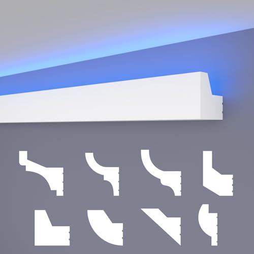 HEXIMO LED Stuckleisten klassisch, XPS Styropor indirekte Beleuchtung Wand- & Deckenleisten Lichtleisten Beleuchtung Styropor Deckenleisten (30,6 Meter HLED 25) von HEXIMO