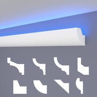 HEXIMO LED Stuckleisten klassisch, indirekte Beleuchtung Deckenleisten XPS Styropor: Musterstück 25 cm, HLED-26 - 48x48 mm von HEXIMO