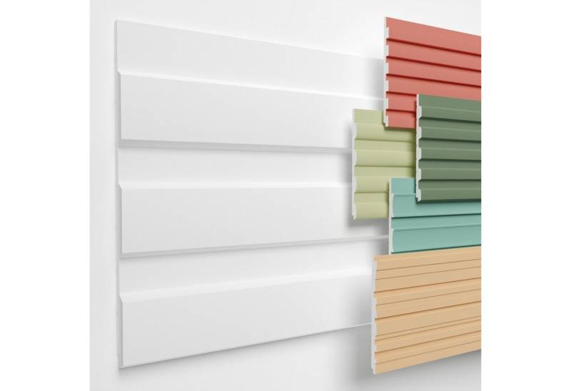HEXIMO Wanddekoobjekt HLM-2-04 (Lamellenwand (Musterstück) aus XPS - Lamellen Wandpaneele Lamellenverkleidung Akustikpaneele weiß (15cm, HLM-2-04 weiß) Wandverkleidung DIY viele Designs) von HEXIMO