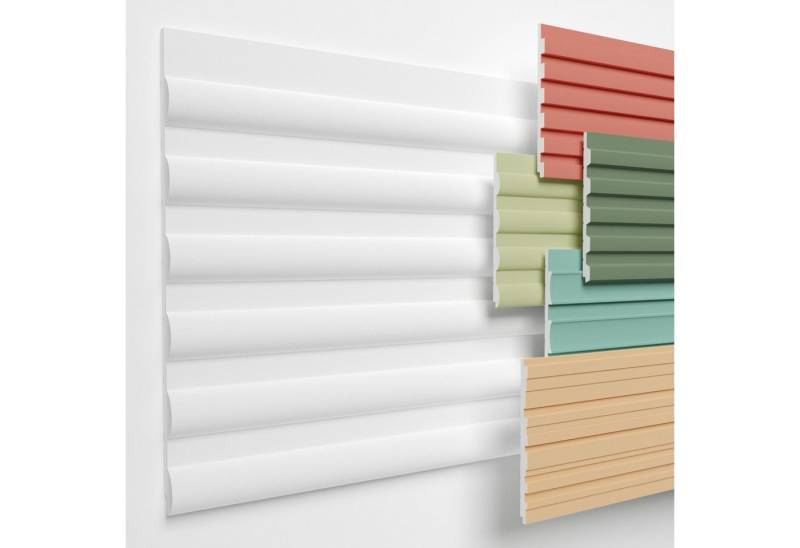 HEXIMO Wanddekoobjekt HLM-3-01 (Lamellenwand (Musterstück) aus XPS - Lamellen Wandpaneele Lamellenverkleidung Akustikpaneele weiß (15cm, HLM-3-01 weiß) Wandverkleidung DIY viele Designs) von HEXIMO