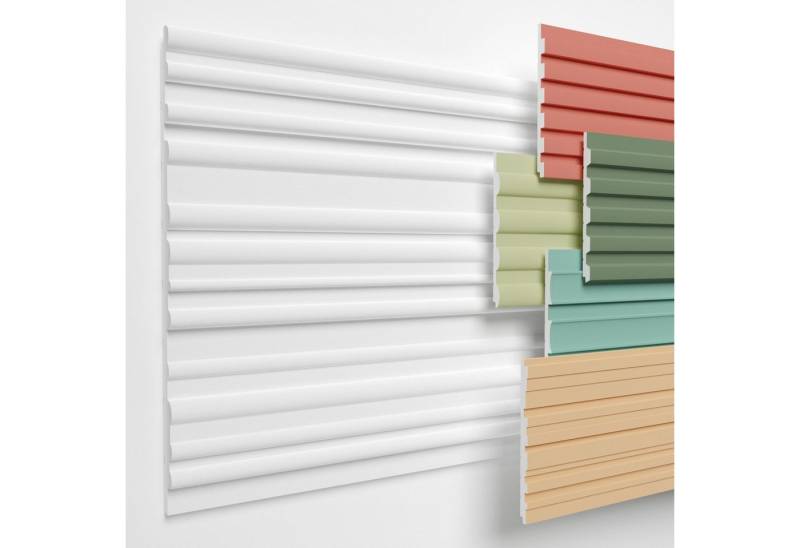 HEXIMO Wanddekoobjekt HLM-9-01 (Lamellenwand (Musterstück) aus XPS - Lamellen Wandpaneele Lamellenverkleidung Akustikpaneele weiß (15cm, HLM-9-01 weiß) Wandverkleidung DIY viele Designs) von HEXIMO