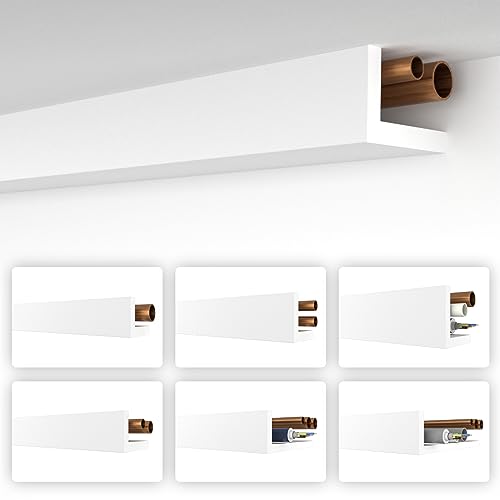 HEXIMO Winkelprofil weiß 1.7 Meter Profile - XPS Abdeckleisten für Heizungsrohre, L-Profil Rohrabdeckleiste Eckleiste Modell: HRA-4-58x90 mm (25 cm Musterstück) von HEXIMO