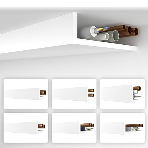 HEXIMO Winkelprofil weiß 1.7 Meter Profile - XPS Abdeckleisten für Heizungsrohre, L-Profil Rohrabdeckleiste Eckleiste Modell: HRA-6-71x280 mm (10.2 Meter / 6 Leisten) von HEXIMO