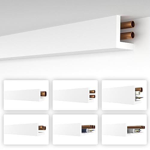 HEXIMO Winkelprofil weiß 1.7 Meter Profile - XPS Abdeckleisten für Heizungsrohre, L-Profil Rohrverkleidung Winkelleiste Modell: HRA-2-67x67 mm (30.6 Meter / 18 Leisten) von HEXIMO
