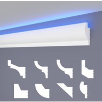 Heximo - led Stuckleisten klassisch, indirekte Beleuchtung Deckenleisten xps Styropor: 10.2 Meter / 6 Leisten, HLED-28 - 31x68 mm von HEXIMO