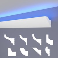 Heximo - led Stuckleisten klassisch, indirekte Beleuchtung Deckenleisten xps Styropor: Musterstück 25 cm, HLED-24 - 50x50 mm von HEXIMO