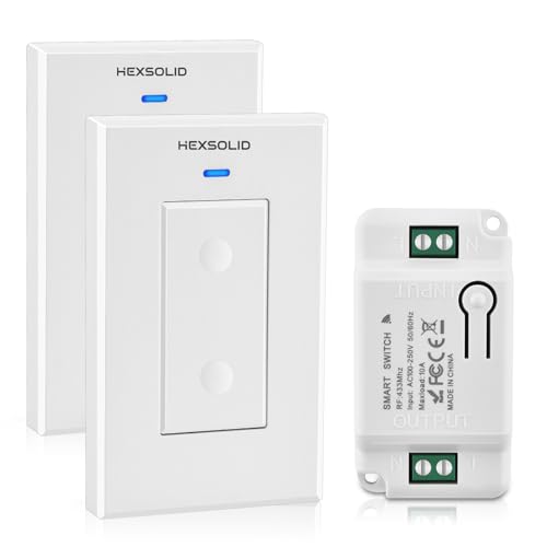 Funkschalter Licht 230V 10A mit Funk Lichtschalter mit Empfänger Kontrolle bis zu 200 m Fernbedienung Funkschalter Set Keine Verkabelung Erforderlich Geeignet für 200-2000W Lampen Funkschalter Licht 230V 10A mit Funk Lichtschalter mit Empfänger Kontrolle bis zu 200 m Fernbedienung Funkschalter Set Keine Verkabelung Erforderlich Geeignet für 200-2000W Lampen von HEXSOLID