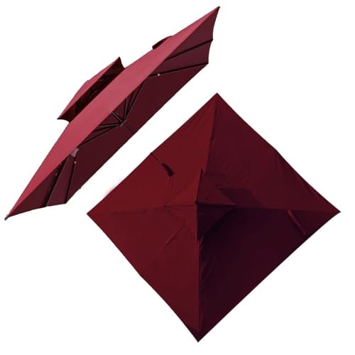 GHFTCCF 3mx3m Quadratisch Sonnenschirm Ersatzbezug Ampelschirm Abdeckung 8 Streben Sonnenschirm Ersatz Stoff for Garten Pavillon Hof Pool Markt(Color:Burgundy) von HEYBB