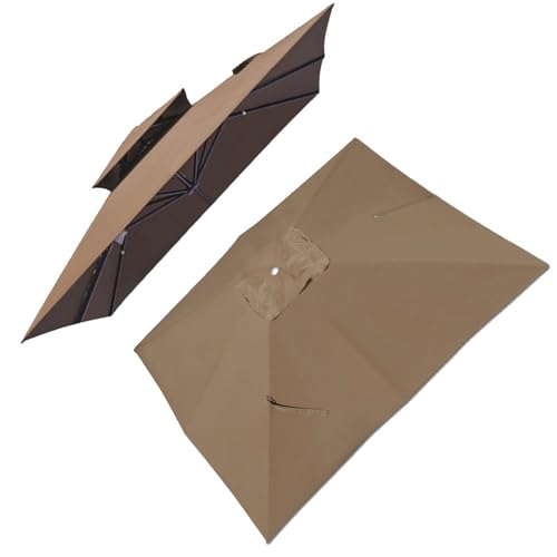 GHFTCCF 3mx3m Quadratischer Sonnenschirm Ersatzbezug Ampelschirm Abdeckung 8 Streben Sonnenschirm Ersatz Stoff für Garten Pavillon Hof Pool Markt (Khaki) von HEYBB