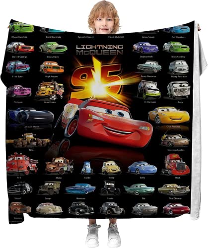 HEYBIG Kinder Decke 130 X 150 cm,Kuscheldecke Für Jungen,Car Weiche Fleece Decke,lightn McQueen Auto Fleece-Wurfdecke,Kinderdecke Für Teenager (A,100 x 130 cm) von HEYBIG