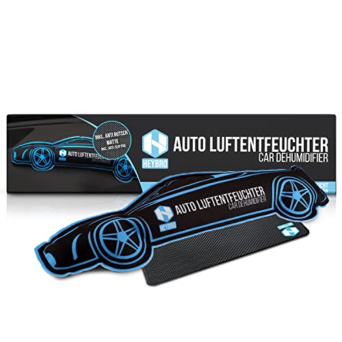 HEYBRO® Auto Luftentfeuchter - Wiederverwendbarer Feuchtigkeitsentferner in coolem Design - inkl. Anti Rutsch Matte - Entfeuchter Kissen verhindert beschlagene Scheiben und Feuchtigkeit von HEYBRO