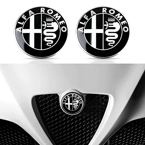 HEYCE 2 Stück Auto-Logo-Emblem-Abzeichen-Aufkleber für Alfa Romeo 147 156 159 166 Giulietta Mito Stelvio Giulia, Motorhauben-Aufkleber Autoreifen vorne und hinten Aufkleber (74 mm),C von HEYCE