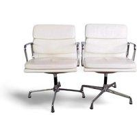 2x Original Vitra Ea 208 Soft Pad Weiß Leder Stuhl Charles Eames von HEYCIRCULAR