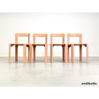 4Er Set Vintage Stühle Bruno Rey Kusch & Co Beigerot 1970Er Design Neu Lackiert von HEYCIRCULAR