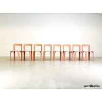 8Er Set Vintage Stühle Bruno Rey Kusch & Co Beigerot 1970Er Design Neu Lackiert von HEYCIRCULAR