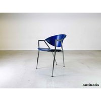 Calligaris Stuhl Leder Blau Italien 1990 von HEYCIRCULAR