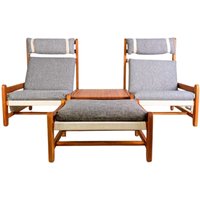 Original Niels Eilersen Midcentury Sofa Couch Sessel Mit Ottoman von HEYCIRCULAR