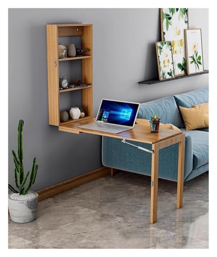 An der Wand montierter Klapptisch, ausklappbarer, umwandelbarer Schreibtisch, multifunktionaler Computertisch, Home-Office-Wandtisch aus Holz mit großem Stauraum(Wood,100x50x75CM) von HEYDGBBZ