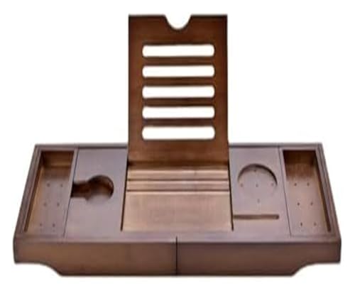 Badewannenablage for die Badewanne, Verstellbarer Badewannen-Organizer aus Massivholz mit Tablet-Halter, wasserdichtes Badewannen-Aufbewahrungsregal, Spa-Ablage von HEYDGBBZ