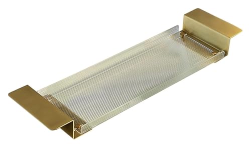 Caddy-Tablett, Badewannentablett for die Badewanne, Badewannen-Caddy aus Acryl, erweiterbares, durchsichtiges mit rutschfesten Griffen, Leseablage, Tablet-Halter, Badewannenständer(80Cm) von HEYDGBBZ