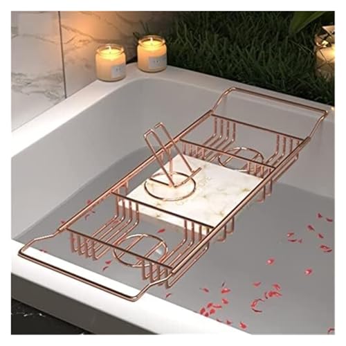 Caddy-Tablett, Badewannentablett for die Badewanne, ausziehbare Badewannentablett-Gestelle, Badewannengestell aus Edelstahl, Badeartefakt for Liebsten, Servierplatte(White) von HEYDGBBZ