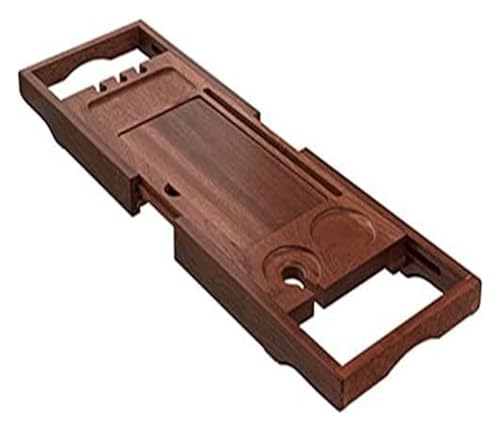 Caddy-Tablett Badewannentablett for Badewanne, Badewannengestell, rutschfeste Teleskop-Badewannenhalterung, Holzwanne, multifunktionale europäische Badewannentabletts/braun/62,5 cm von HEYDGBBZ