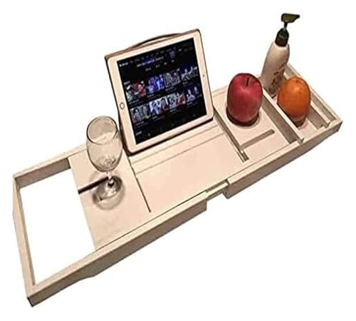 Caddy-Tablett Badewannentablett for Badewanne, Badewannenständer, Badewannen-Teleskopregal, multifunktionaler Badewannentisch, Faltbare Badewannenabdeckung, Badezimmertabletts von HEYDGBBZ