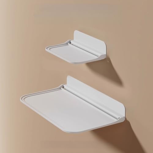 HEYDGBBZ An der Wand montierter Klapptisch, Faltbarer Wandaufbewahrungshalter, schwebendes Regalregal, faltbares Aufbewahrungsbrett for Aufhängen for Badezimmer(17.6x11.2CM+30.1x19.4CM) von HEYDGBBZ