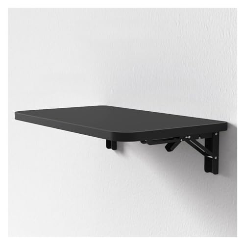HEYDGBBZ An der Wand montierter Klapptisch, Hängender Büroschreibtisch for kleine Räume, Schwebender Schreibtisch mit zusammenklappbaren Halterungen, Klappbarer Esstisch(Balck,60x40CM) von HEYDGBBZ